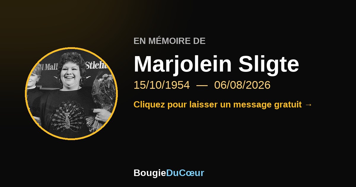 Hommage à Marjolein Sligte, une bougie du souvenir