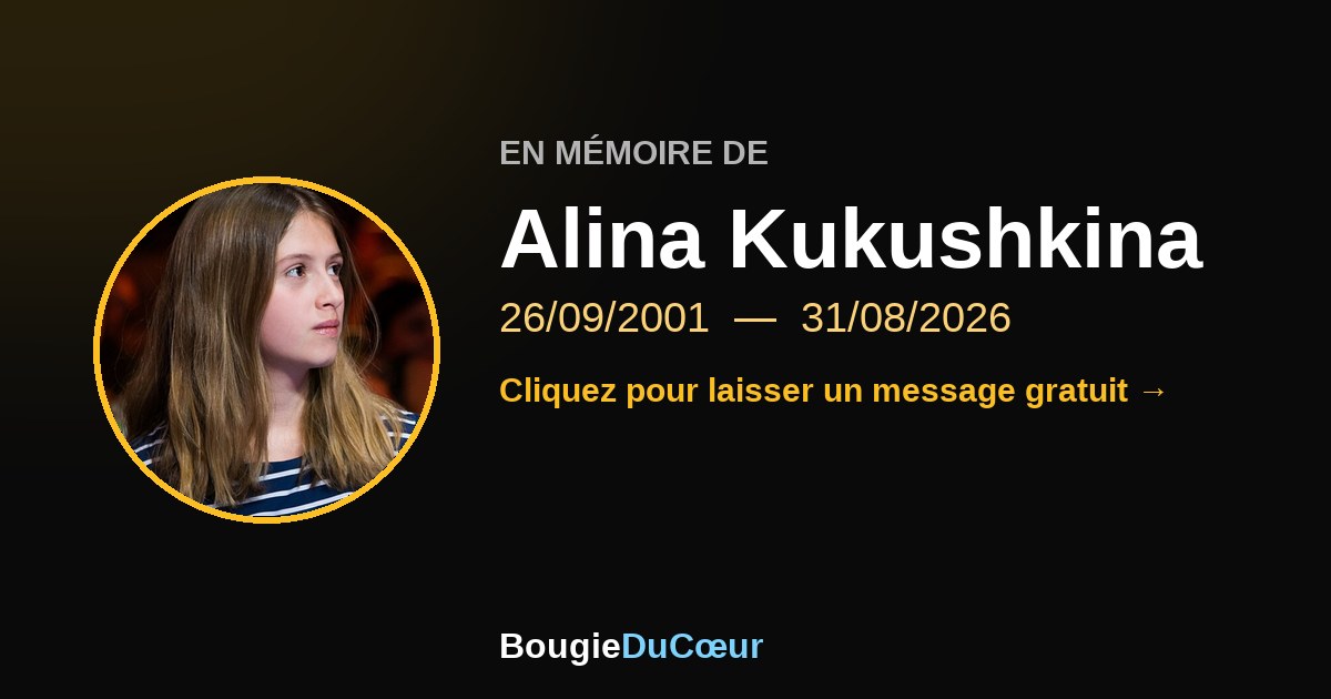 Hommage à Alina Kukushkina, une lumière en mémoire